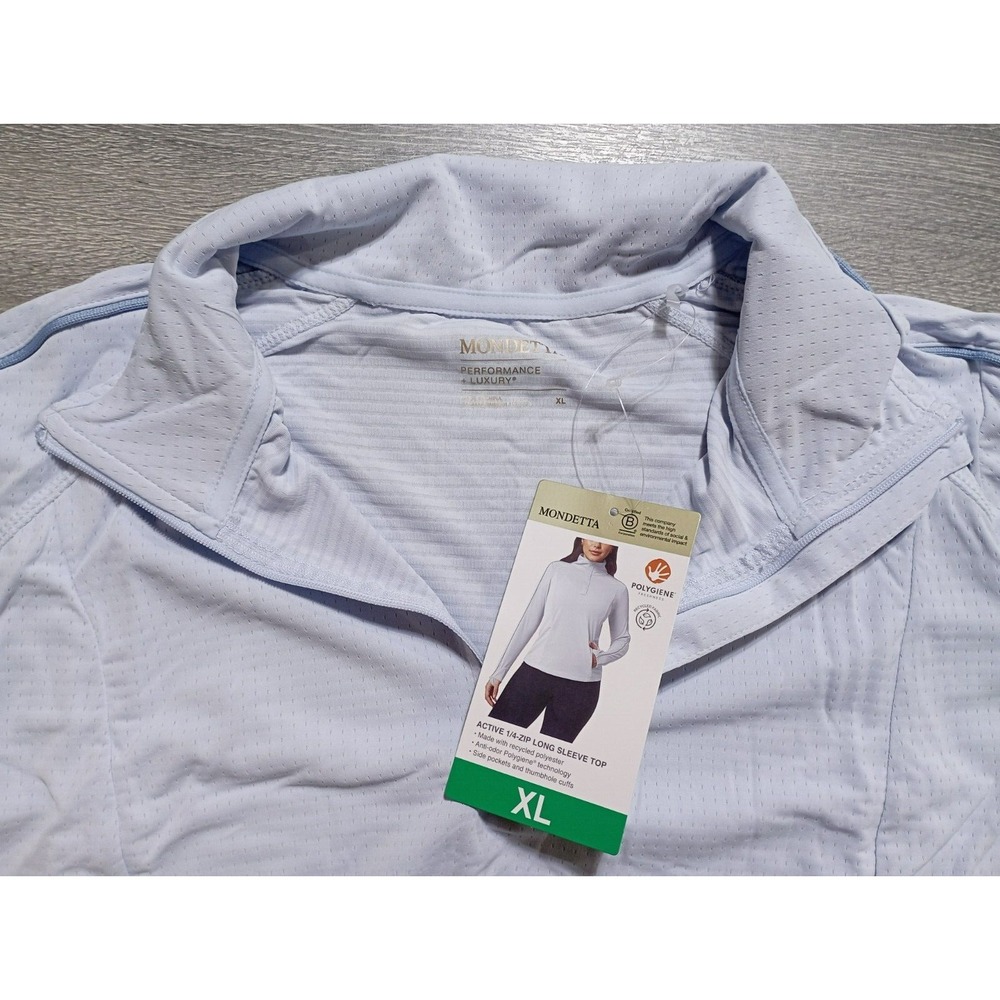 Mondetta Women Blue Active 1/4 Zip Long Sleeve Top XL 1767052